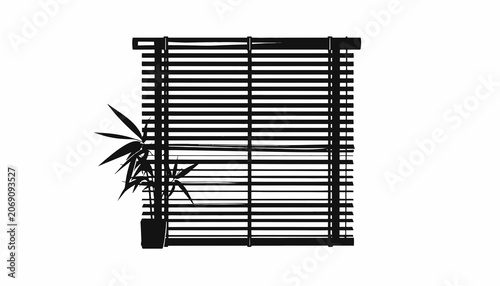Black Venetian Window Blind Closeup.