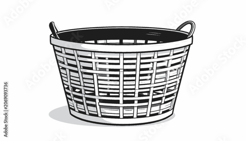 Wire mesh laundry basket with handles.