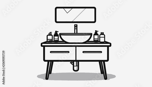 Modern bathroom sink and vanity unit.