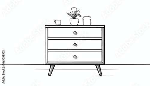 Modern Three Drawer Chest Furniture.