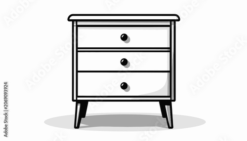 Simple three drawer nightstand furniture piece.