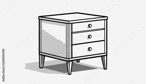 Obraz na płótnie Small wooden three drawer nightstand furniture.