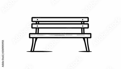 Simple wooden outdoor park bench.