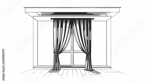 Curtains Hanging on Window Frame.