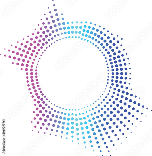 Abstract halftone circle and dots equalizer pattern vector background with colorful geometric texture wallpaper