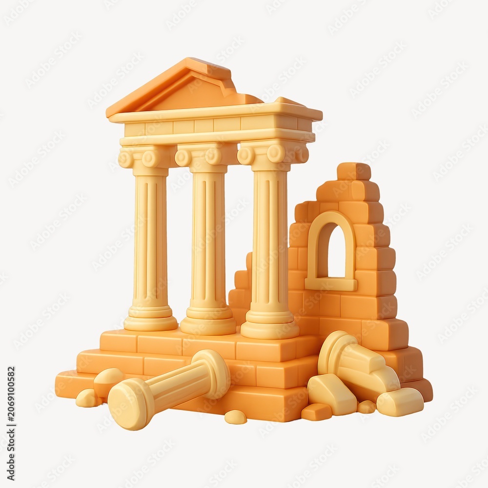 Naklejka premium Ancient ruins in cartoon style.
