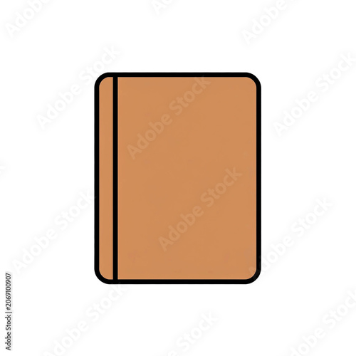 Notebook Icon, Brown Cover, Simple Black Line