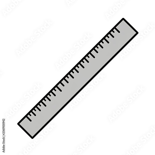 Straight Ruler Icon, Gray Color, Simple Measurement Marks
