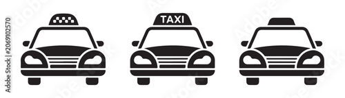 Foto Three front view taxi icons on transparent background