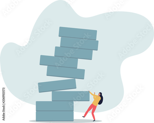 Fotografía Investment risk, failure or mistake for greedy decision, business strategy to be careful and balance on instability and uncertainty concept
