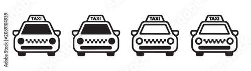 Schilderij op canvas Set of four front view taxi icons on transparent background
