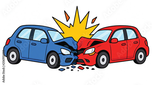 Two Cars Involved in Collision Accident.
