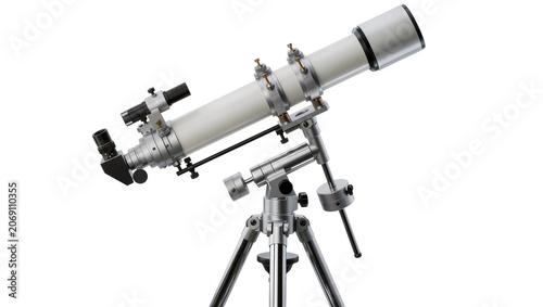 Photos Isolated modern silver optical telescope for amateur astronomy and stargazing exploration