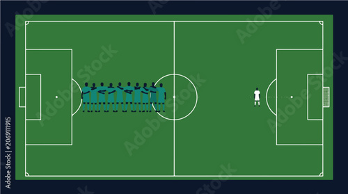 Fotografie Penalty Shootout Pressure and Team Isolation Concept in Football Penalty Kick Mo