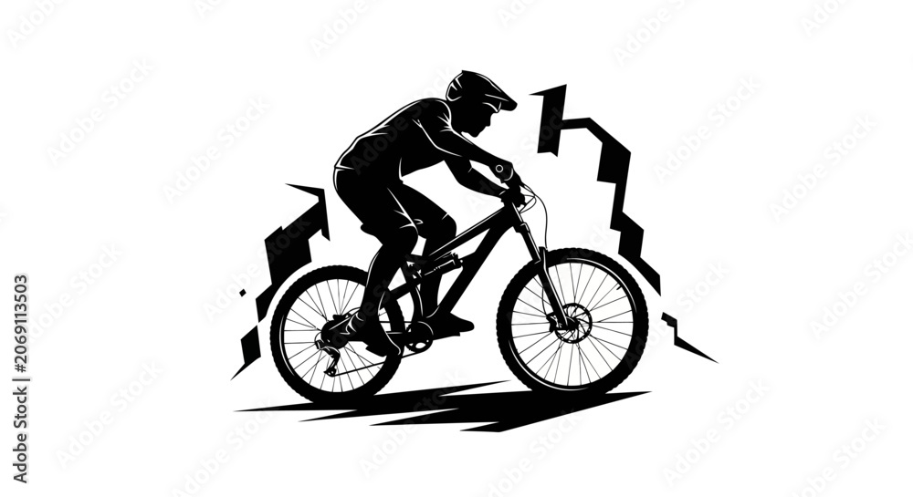 Obraz premium Cyclist Riding Fast Bicycle.