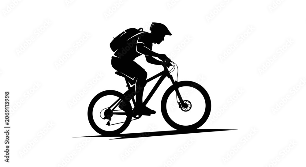 Fototapeta premium Man Riding Mountain Bike Fast.