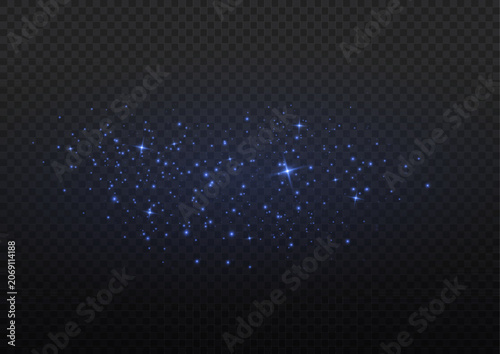 Glowing blue light dust particles cluster isolated on black background magical shimmer effect for graphic design compositing particles abstract background particle