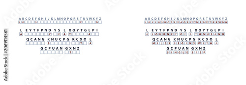 Foto Letter Substitution Cryptogram – A Journey of a Thousand Miles – Cipher Puzzle w