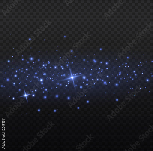Glowing blue light dust particles cluster isolated on black background magical shimmer effect for graphic design compositing particles abstract background particle