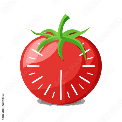 Tomato Shaped Clock Vector Illustration