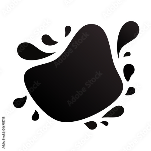 Black ink splash icon on transparent background