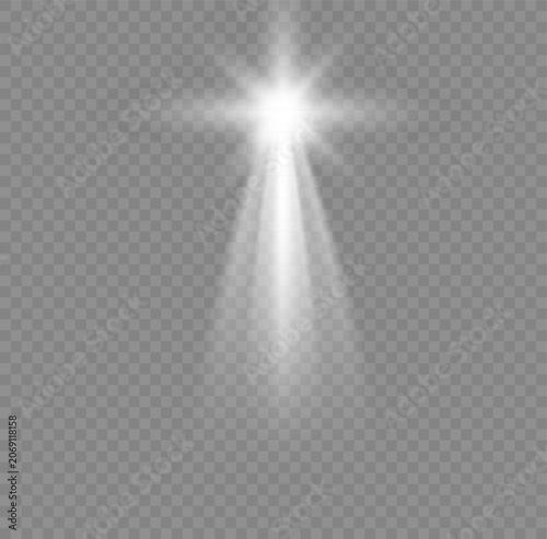 Bright white spotlight beam effect with particles on spotlight particles illuminated abstract transparent background lighting composition radiance brilliance dazzling