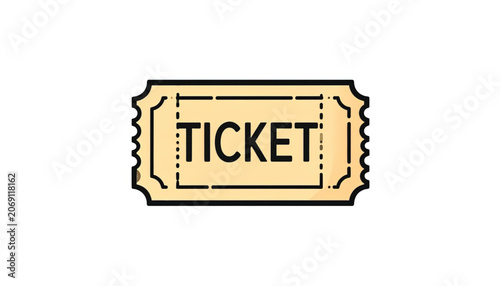 Golden movie ticket stub icon.