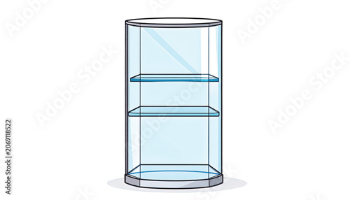 Glass cylindrical display shelf unit.