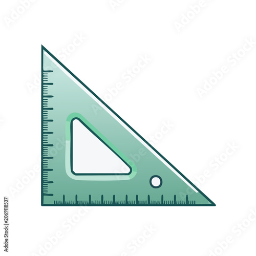 Green Set Square Ruler Vector Illustration