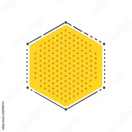 Yellow dotted hexagon vector icon