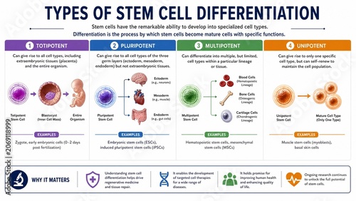 Stem Cell Differentiation Types Educational Infographic Diagram