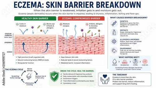 Eczema Skin Barrier Breakdown and Atopic Dermatitis Educational Infographic