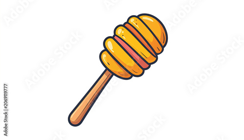 Honey Dipper with Yellow Handle.