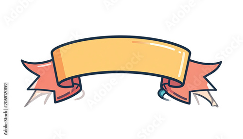Yellow banner with red ribbons attached.