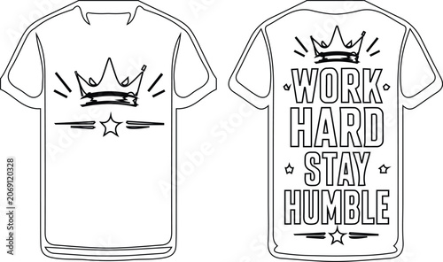 Bild auf Leinwand Vector t-shirt mockup design template with work hard stay humble typography slog