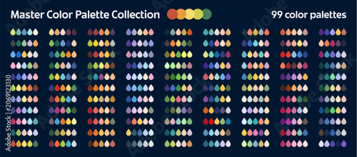 Photos Color harmony palette with drop swatches or master colours chart mix and combination layout