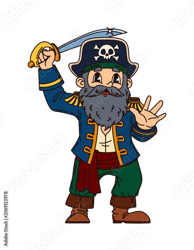 Bilde på lerret Old bearded corsair pirate cartoon funny character