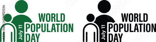 Photos World population day awareness logos and icons july 11th global event