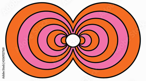 Vibrant Pink and Orange Concentric Circles.
