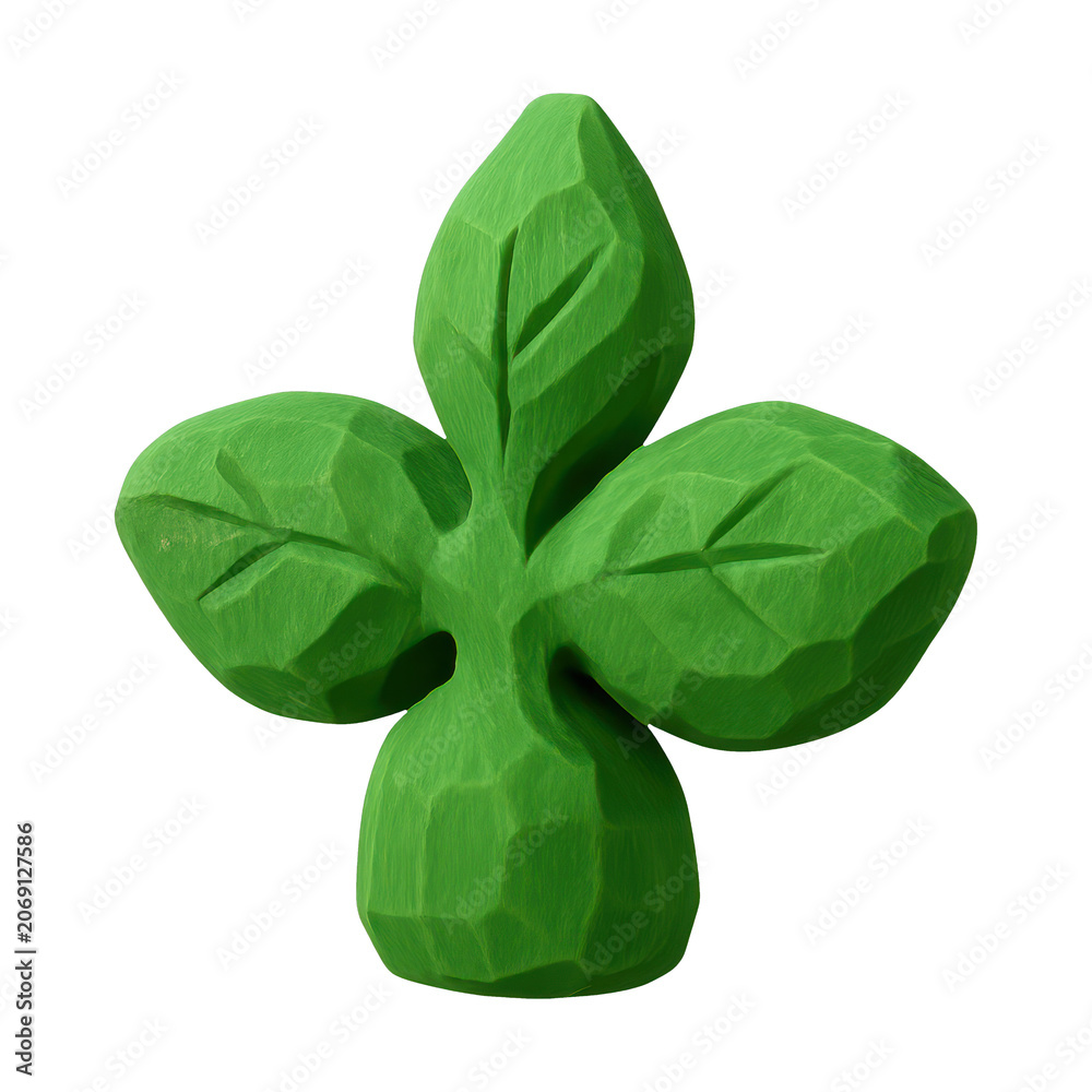 Fototapeta premium PNG Green textured leaf sculpture illustration.
