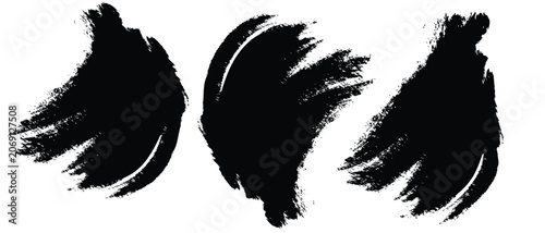 Three black brush strokes for design