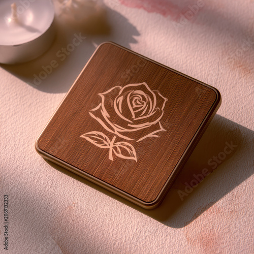 Leather notebook with floral embossing