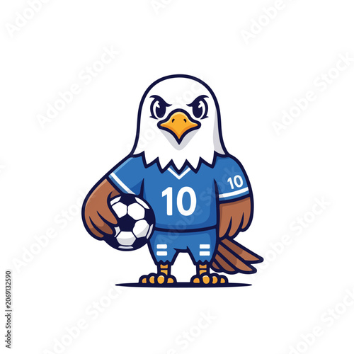 Cute Eagle Mascot Football Uniform International Tournament Flat Vector Illustration