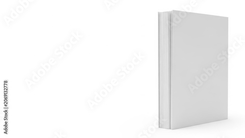 A sleek and modern white binder standing upright against a white background