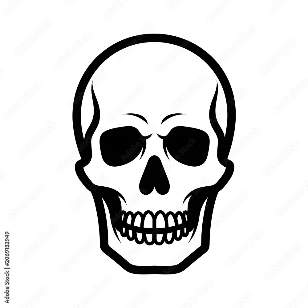 Fototapeta premium Minimalist Human Skull Vector Icon Design.