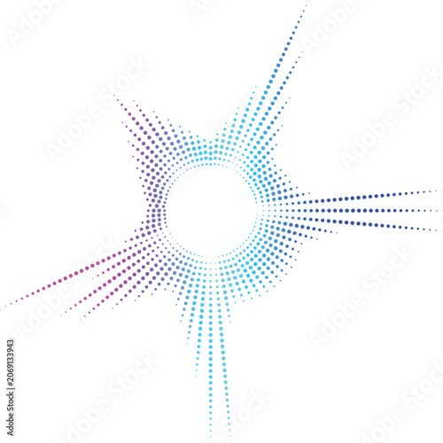 Abstract vector background with stars and sun symbol in circular equalizer pattern featuring geometric illustration, decorative shapes, modern design and artistic elements