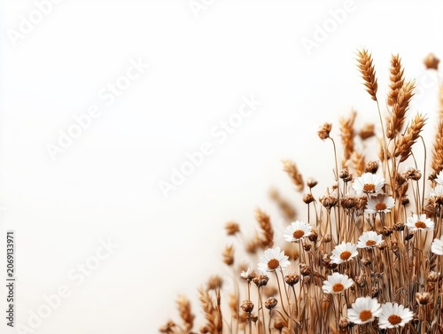 Wildflowers fluttering gently in the breeze, summer fields stretching wide