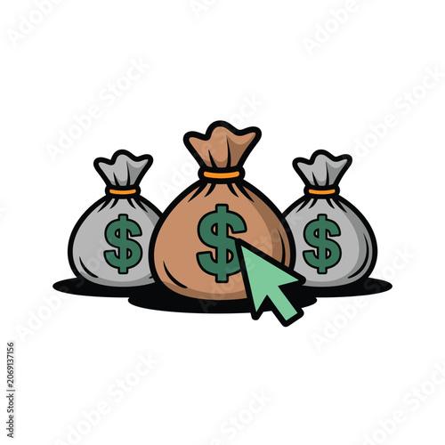 Money bags investment growth concept with investment, currency