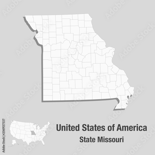 Detailed vector map of the USA - State Missouri