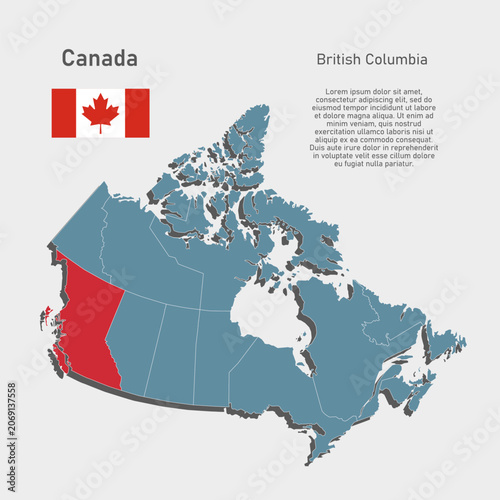 Vector map of Canada - British Columbia Province